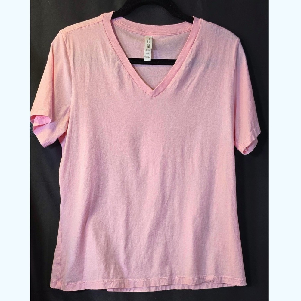 L BELLA + CANVAS‎ lightweight layering V neck Tee soft pale pink tee shirt top